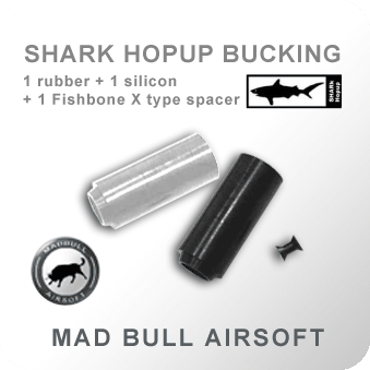 Madbull Airsoft Hopup Bucking - Black/Clear Shark Buckings -2pk